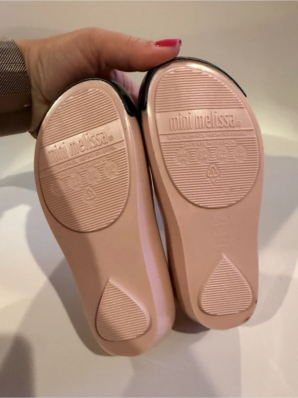 ☀️🌊 Mini Melissa’s Girls Pink Minnie Mouse Bow Mary Jane Kids Shoes NWT